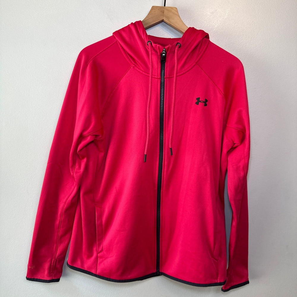 Under Armour ColdGear Storm1 Hot Pink Full Zip Hoodie Jacket Women's Large